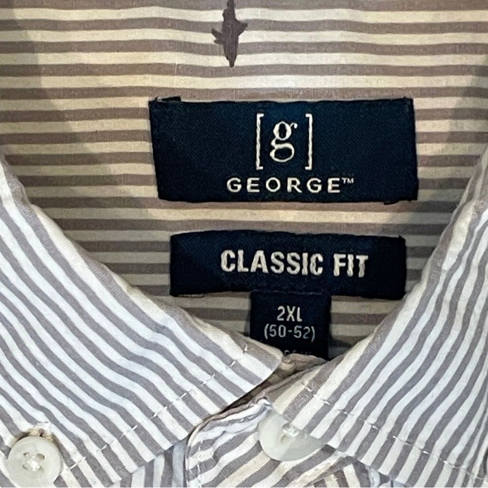George Gray Casual Button Down Shirt, Stripes with Sharks, Size 2XL - Picture 5 of 8